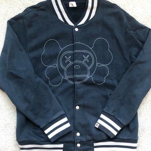 Bape Baby Milo X Kaws - Cotton Varsity Jacket - Blue - Size M